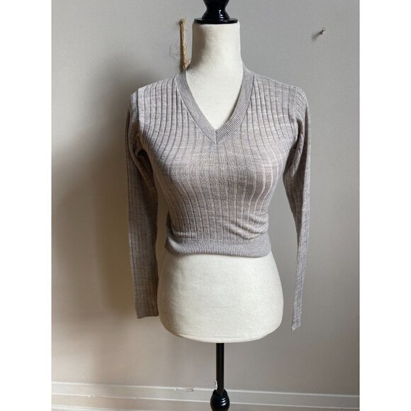 Bp "Reagan" Womens Long Sleeve BNWOT Gray Rib Crop Sweater - Picture 2 of 7